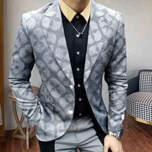 Vestes Spring Business Formal Dress Trend Imprime-marin Robe de mariée Blazer Hombre British Style Smoking Men Slim Fit Blazer Jacket