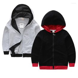 Vestes de printemps en coton pour filles, sweat-shirt de couleur unie, manteau de Style fin, à capuche, décontracté, fermeture éclair, veste pour garçons de 3 à 12 ans, vêtements pour enfants