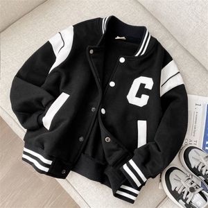 Vestes Printemps Vert Noir Lettre Baseball Veste Bébé Garçons Vêtements De Mode Pour Adolescent Enfants Cardigan 3 À 12 Enfants Casual Outwear Manteaux 230331