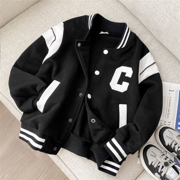 Vestes Printemps Vert Noir Lettre Baseball Veste Bébé Garçons Vêtements De Mode Pour Adolescent Enfants Cardigan 3 À 12 Enfants Casual Outwear Manteaux 230614