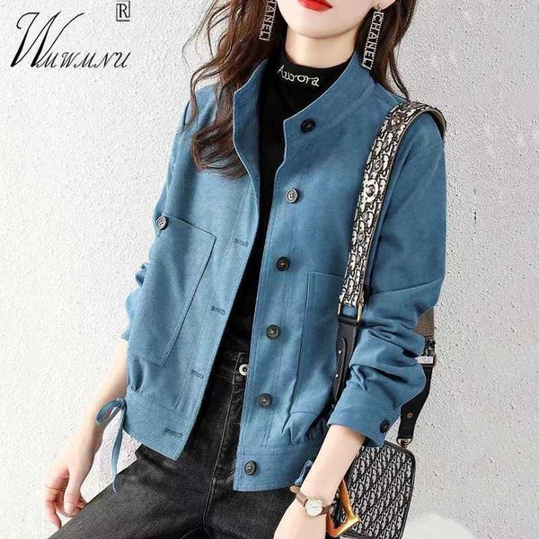 Vestes veste en velours en velaillement en velaillement en velaillement en velours norme 2022 Spring Fashion Veste Femme Nouveau Office Lady Single Breasted Cropped Matel Y2210