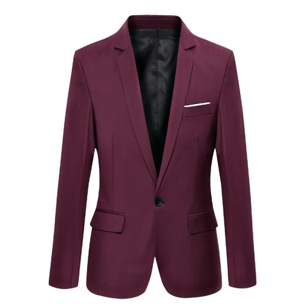 Chaquetas Traje Abrigo Nuevo Color Sólido Slim Guapo Top Vestido Novio Padrino Matrimonio Negocios Ocio Traje Ropa Profesional