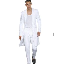 Vestes Summer Long Veste Blanc Pantoure de marié Tuxedos Maridos Cost For Men Peak Apell Man Blazers 2 pièces Pant de coulage Pant Prom