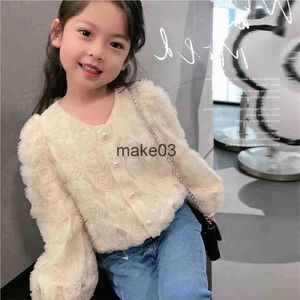 Chaquetas Verano Primavera Moda Bebé Niñas Encaje Gasa Abrigo 3D Flores Singlebreasted Niños Chaquetas Niños Trajes 213 Años J230728