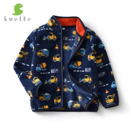 Jackets Svelte 214 jaar jongens fleece jas voor herfst winterjas geprinte patroon kinderen mode vestiging trui kleding 230817