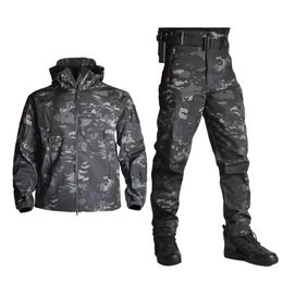 Vestes Tactique Hommes Soft Shell Costumes En Plein Air Escalade Voyage Combat Armée Coupe-Vent Camo Chasse Peau De Requin Militaire Randonnée Veste + Pantalon