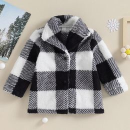 Vestes Vêtements pour bébés en bas âge, veste à carreaux pour enfants, manches longues, col rabattu, fermeture à boutons, vêtements d'extérieur d'hiver pour enfants