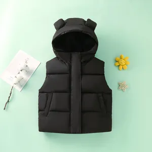 Vestes Toddler garçons filles sans manche d'hiver provives chaudes veste veste manteau ours oreilles couleur noire