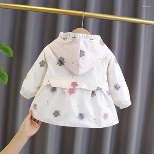 Vestes Toddler Childrens Girls Coréen Brillbreaker Automn Cotton Cotton Clothes Spring For Coat Pearl Floral bébé