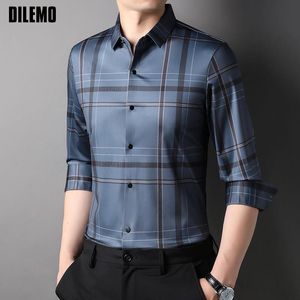 Jackets Top Grade Nieuwe Slim Fit Designer Striped shirts For Men Classic Brand Fashion Shirt Long Sleeve Casual Mens Cloths 2023
