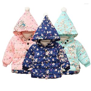 Jackets tredy floral girl winter jas joch schattige capuchon bovenkleding baby uitje warme buitenste geschenken voor kinderen baby casual kleren