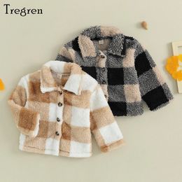 Vestes Tregren infantile bébé filles garçons automne hiver manteaux Caual à manches longues revers boutonné Plaid vêtements d'extérieur pour enfant en bas âge 0 24 mois 231113