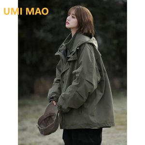Jackets Umi Mao Dark Casual Cotton Coat 2023 Winter nieuwe losse mode drie in één lading overjas interchange jas Men Femme