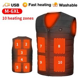 Vestes Usb gilet chauffant col en V coeur veste grande taille hommes vêtements de sport électrique gilet chauffant veste coeur manteau pour Camping