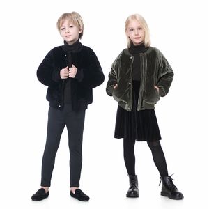 Jackets Velvet 2023 Winter Warm Boys and Girls Brothers Sisters Coat Kinderen gewatteerde kleding Dikke ritsknopen 9002 221010