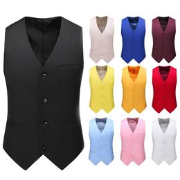 Jassen Vest voor mannen 17 kleuren Solid Color Slim Single Breasted Waistcoat Business Fashion Casual Hoge Kwaliteit Heren Kledingpak Vesten