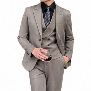 Jassen + Vest + Broek Heren Wollen Doek Hoge Kwaliteit Busin Suits/Man Slim Fit Bruidegom Bruiloft dr Mannen Casual Tuxedo X3fj#