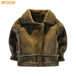 Jassen VFOCHI Jongens Meisjes Wollen Jas Suede Jas Winter Kinderen Winddicht Kinderkleding Unisex Bovenkleding 231027