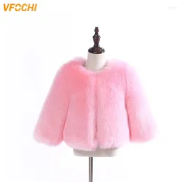 Vestes vfochi fille fausse veste fourrure mode enfants manteau chaud automne hiver bébé manches longues