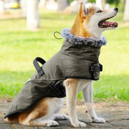 Jackets Warm Dog Coat Reflective Harness Ring Dog Winter jas met konijnenbont kraaghond Fleece Vest Snowsuit Cold Weather Pet Outfit