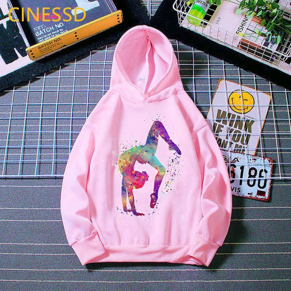 Chaquetas Acuarela gimnasia arte impresión sudaderas niñas GYM amante regalo de cumpleaños rosa top ropa gruesa niños personalizado hooodie venta al por mayor 230728