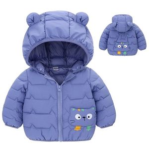 Jackets Winter Boys Warm Down Down Dood Fashion Baby Girls Leuke cartoon ritsjack Hooded Outerwear Children Coats 220912