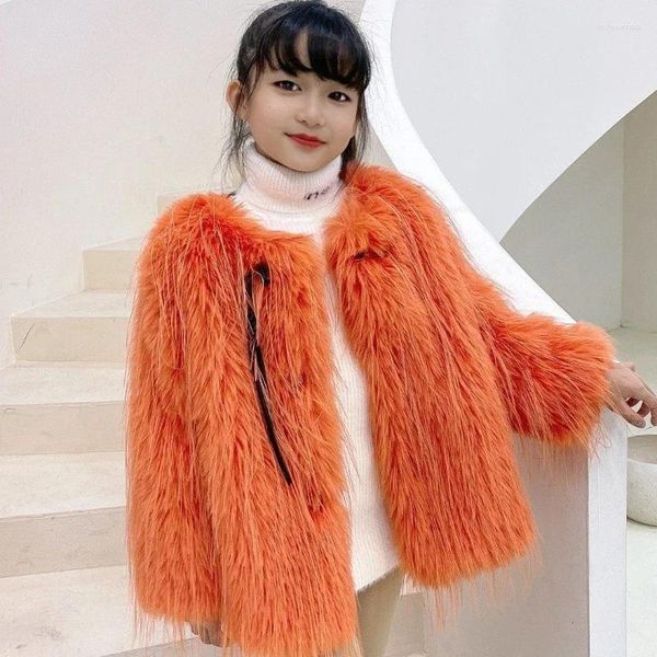 Vestes d'hiver pour enfants manteau en fausse fourrure filles gland vêtements d'extérieur enfants épaissi rembourré hauts colorés