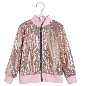 Jackets Winterkleding voor kinderen Girl 2023 Herfst kinderjas Stand-collar lovertjes Tops Fashion Girls om warm te blijven