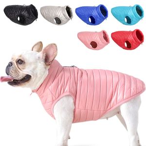 Vestes Vêtements d'hiver Puffer Vest Dog Jacket Ultra Thin Zip Up Wind Breaker avec double D Ring Laisse imperméable Big Dogs Sweater Coat