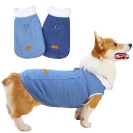Vestes Hiver Dog Cowboy Vest Collier de collier de fourrure de compagnie chaude avec anneau D Coton Coton pour petits chiens Labrador Chihuahua Costume
