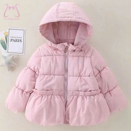 Vestes d'hiver filles manteau de neige couleur unie chaud bébé doudoune mode à capuche enfants coton vêtements infantile enfants salopette 231115