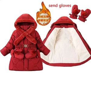 Vestes d'hiver pour filles, manteaux épais, polaire chaude, gants mi-longs en coton, Parka à capuche, vêtements d'extérieur pour enfants 231109