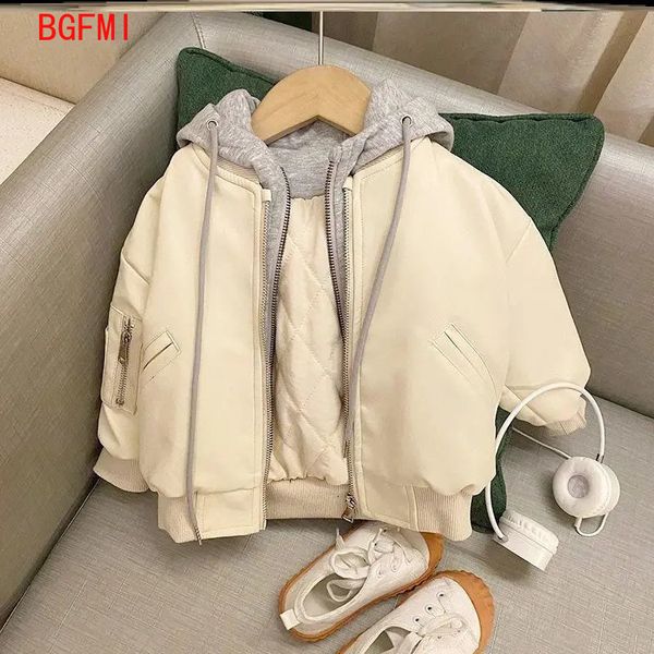 Vestes Hiver Infant Toddler Enfants Mode Bébé Fille Garçon PU Veste En Cuir À Capuche Manteau Chaqueta Épais Vêtements 1 7 Ans 230208