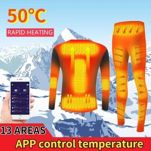 Jassen Winterjas Verwarmd Thermisch Ondergoed Mannen Pak Smart Phone App Controle Temperatuur Moto Usb Fleece Motorjas Nieuw