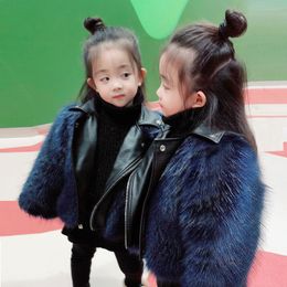 Jackets Winter Moeder Dochter Faux Fur Lederen Coat Kinderen S Artificial Girls Jacket Kids Elegante Boutique Dessen Tz422 221010