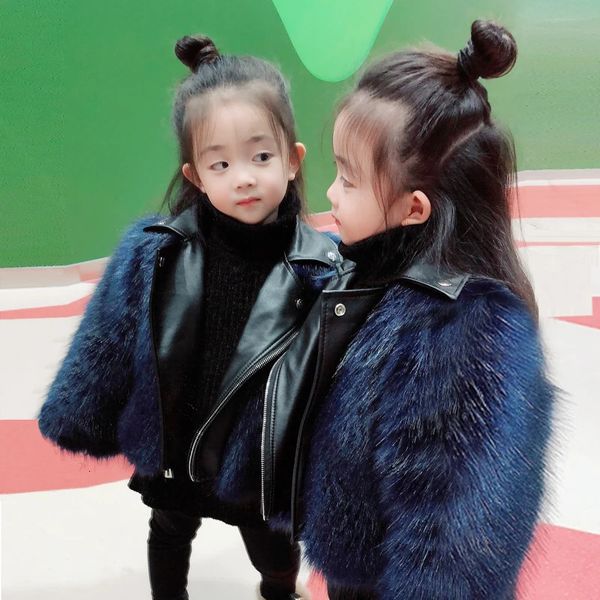 Vestes d'hiver mère fille fausse fourrure manteau en cuir enfants filles artificielles veste enfants élégant Boutique vêtements TZ422 231121