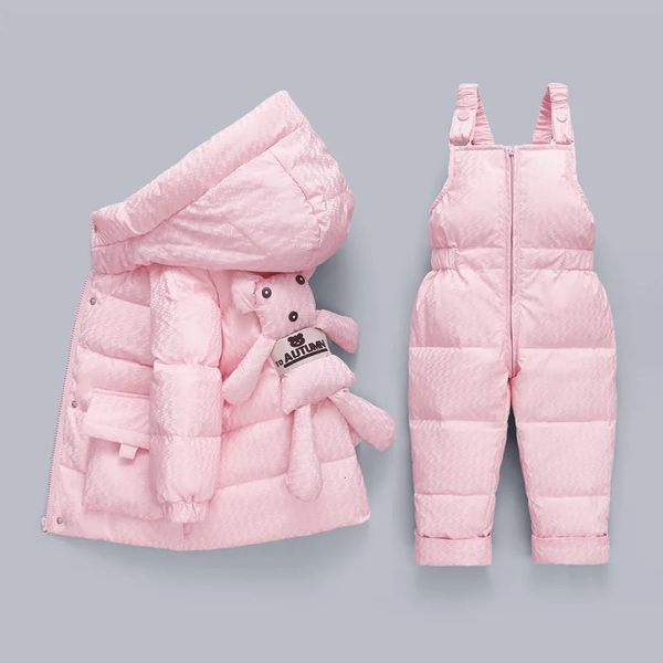 Vestes d'hiver Salopette Combinaison pour Filles Garçon Enfants Costumes Enfants Snowsuit Canard Vers Le Bas Parka Manteau Enfant Bébé Ours Jouet Survêtement 231215