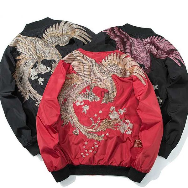 Chaquetas de invierno Piloto Bomber Hombres Mujeres Pájaro Phoenix Bordado Béisbol Grueso Cálido Jóvenes Parejas Abrigo Japón Streetwear YQ231025