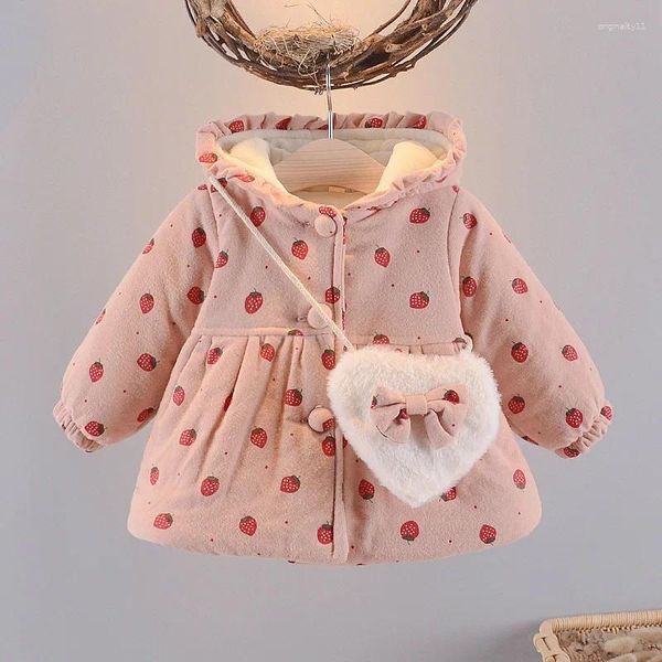 Chaquetas de invierno para niños pequeños, Chaqueta de algodón para niñas, diseño de amor, abrigo grueso, ropa para niños, cárdigan cálido con capucha y orejas, ropa exterior para niños