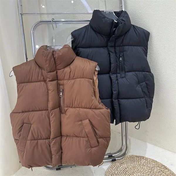 Vestes d'hiver chaudes pour bébés et filles, garçons, doublure en coton uni, fermeture éclair complète, cordon de serrage, gilet bouffant, gilet pour enfants, tenue d'école pour enfants de 3 à 14 ans