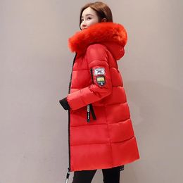 Jackets Winter Women Cold Coat Parkas Midlength Hooded Padded Jacket Big Fur Collar Warmth Jacket Cheap Wholesale Free Shipping Fashion