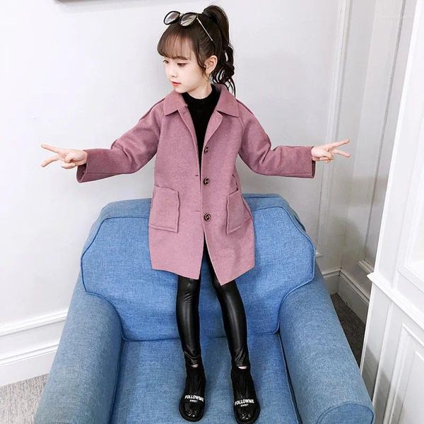 Vestes d'hiver veste en laine pour fille 2024 Version coréenne Double face synthèse mode manteau mi-long décontracté vêtements pour enfants
