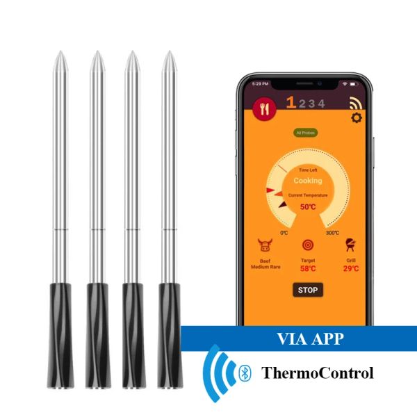 Vestes Thermomètre à Steak de Viande sans Fil pour Four Grill BBQ R Rôtisserie Cuisine Smart Digital Bluetooth Accessoires de Barbecue