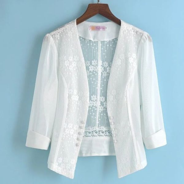 Chaquetas Mujer Bolero verano blanco negro 3/4 manga se encoge de hombros capa nupcial de encaje vestido de fiesta Formal de noche chales y chales E132