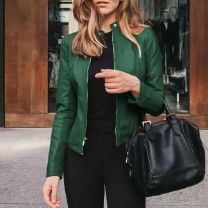 Chaquetas de mujer, chaqueta holgada de piel sintética, chaqueta de piel sintética suave negra, abrigo a medida para motociclista de calle, chaqueta informal para mujer