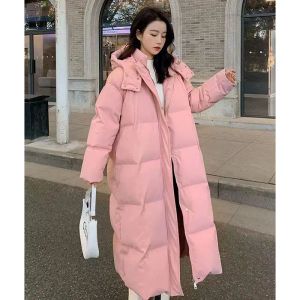 Vestes Doudoune femme grande taille manteaux en duvet veste d'hiver pour femmes coréennes 2023 manteaux de plumes longues rose Long manteau en duvet veste bouffante