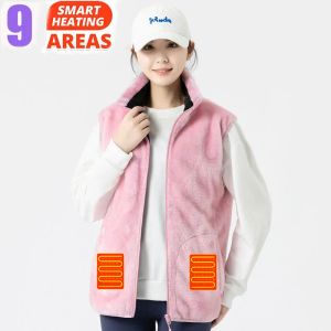 Jackets Femmes hiver 9 Places gilet polaire chauffant hommes veste chauffante Usb gilet chauffant vêtements thermiques chasse gilet polaire Heating Jacket