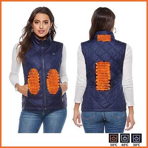 Jackets Dames Winter USB Verwarming Vest Smart Cotton Infrarood Electry Skating Ski Sportwaistcoat Warm Y2210