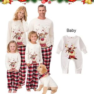 Vestes Noël famille correspondant pyjamas ensemble mignon cerf adulte enfant bébé famille correspondant tenues noël famille Pj chien vêtements écharpe 231009