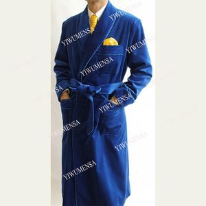 Vestes Yiwumensa bleu Veet hommes veste formelle fumer Blazer robes de bal concepteur fête longue manteau sur mesure facile à porter pardessus 2021